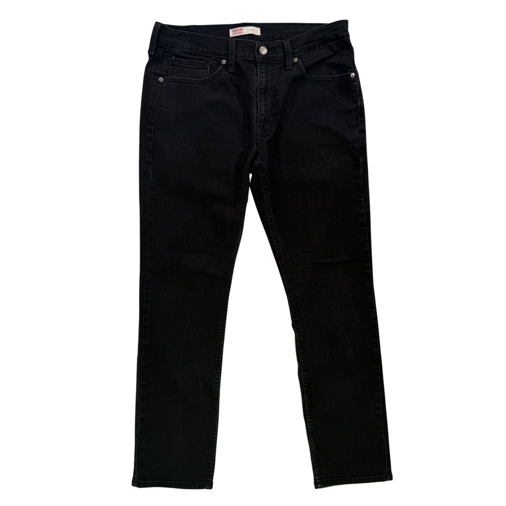 Signature by Levi Strauss Men Black Slim Fit Jeans W33 L30 59178-0211 Stretch